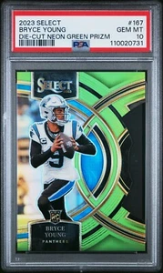 Bryce Young 2023 Select Die-Cut Neon Green Prizm Rookie #167 RC - /499 - PSA 10 - Picture 1 of 2