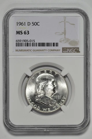 1961 D BU 50C Silver Franklin Half Dollar NGC MS 63 Cover