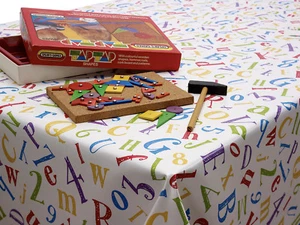 ABC Alphabet and Numbers Kids PVC Vinyl Wipe Clean Tablecloth Round Rectangle  - Picture 1 of 9