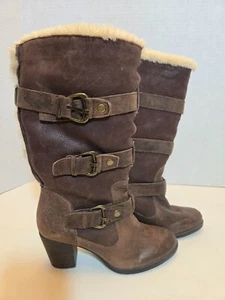 Gianni Bini Western Leather Riding Boots Womens Size 7.5 Tall Tan Beige Cowgirl - Picture 1 of 17