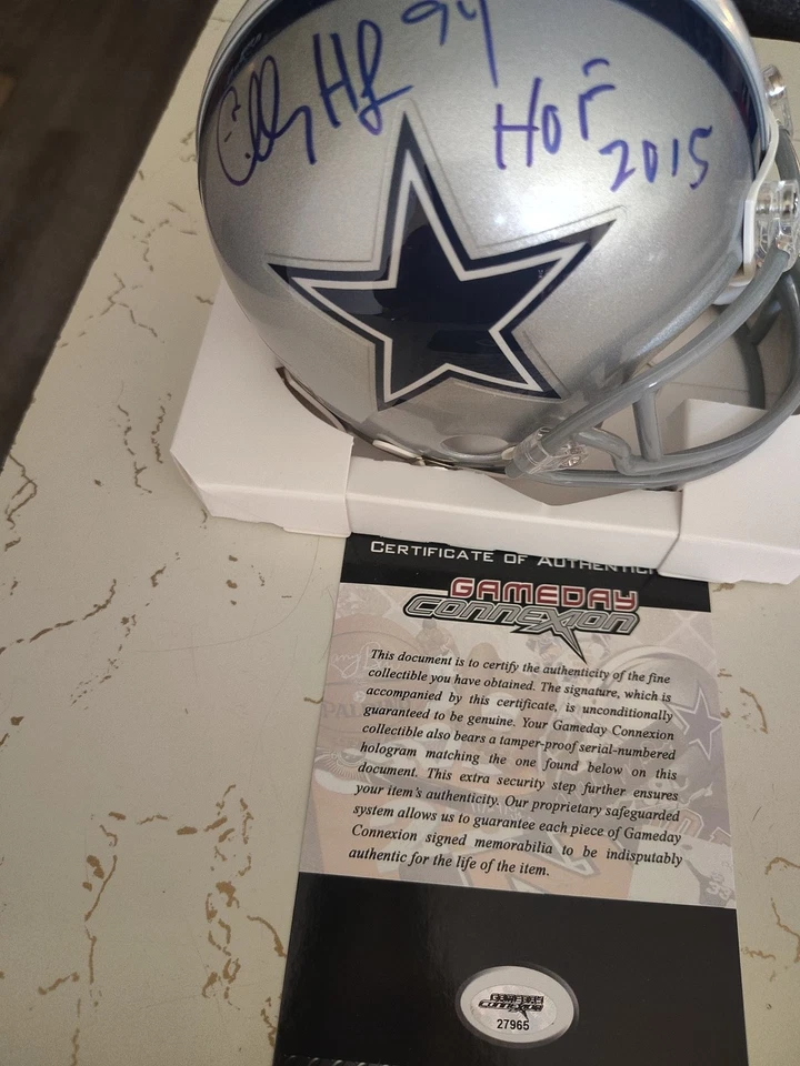 Minicasco Charles Haley Autografiado/HOF 2015 Inscrito Dallas Cowboys TB. Foto 1 de 4