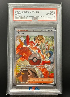 2024 PSA 10 Arven #235 Special Illustration Rare Pokemon TCG Paldean Fates - Image 1 of 2