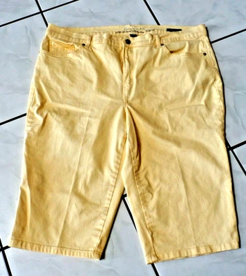 Pantalones Cortos Jean Bermudas Gloria Vanderbilt Amanda 18W 16 Entrepierna Amarillo Elastizados H243 Foto 1 de 4