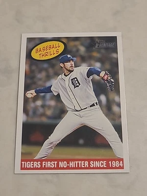 2008 Topps Heritage- Justin Verlander Baseball Thrills (NO HITTER) #370 TIGERS - Image 1 of 3