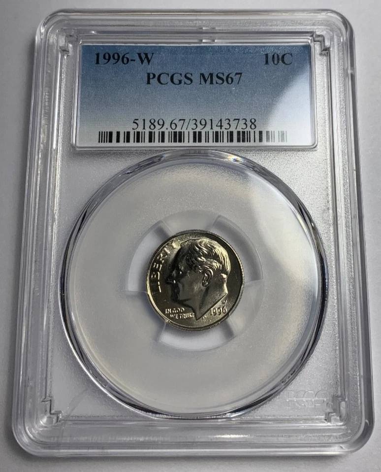 1996-W Roosevelt Dime PCGS MS67 - Image 1 of 3