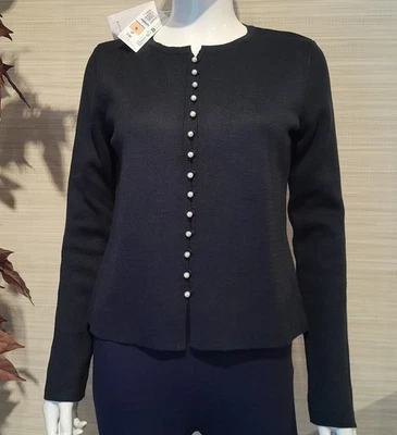 M & S Button Through  Fitted Cardigan   Navy   Small  New With Tags   RRP £36.00 - Image 1 of 4