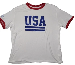 Camiseta De Colección EE. UU. Cuello Timbre y Brazos Para Hombre Talla XL Patriótica Roja Blanca Azul - Imagen 1 de 11