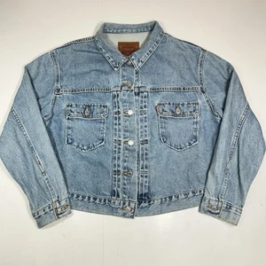 Giacca camionista vintage Levi’s tipo 1 fibbia posteriore denim anni 90 blu lavaggio chiaro taglia L USA - Foto 1 di 7