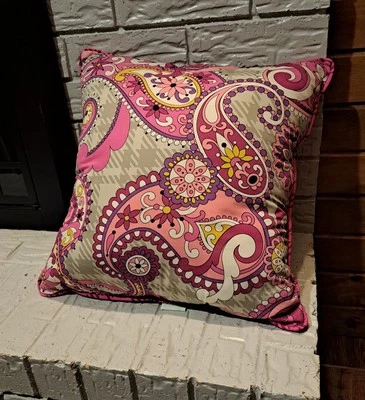 Almohada Vera Bradley "Paisley Meets Plaid" 18" X 18" cierre de cremallera  Foto 1 de 4