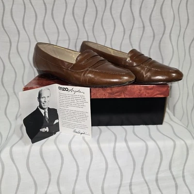 Zapatos Mocasines De Colección Enzo Angiolini Talla 8.5 Cuero Marrón Sin Cordones  Foto 1 de 4