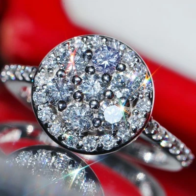 14k white gold engagement ring 1.45ct diamond size 6.5 halo 5.3gr N2721A - Image 1 of 4