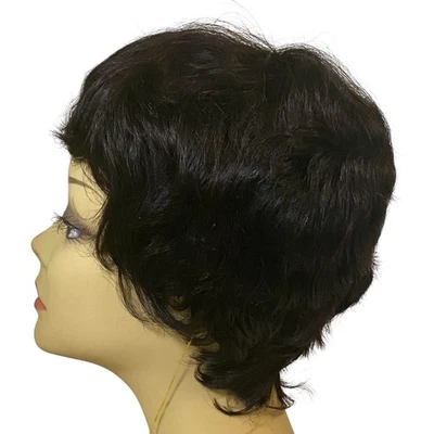Vivica Fox HH-Carita Pure Stretch Cap Human Hair Wig 1B Off Black NWT  - A866W - Image 1 of 4