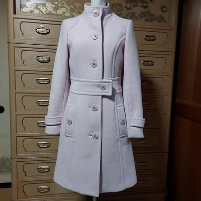 Abrigo Burberry cuello alto rosa mezcla cachemir con botones talla M para mujer Foto 1 de 4