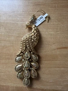 Vintage Pier 1 One Pfau Glitzer glitzernder Weihnachtsschmuck mit Etikett - Bild 1 von 7