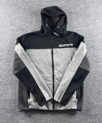 Винтажная мужская толстовка с капюшоном Y2K Akademiks средний размер M черная AkaSport99 пуловер на молнии - Изображение 1 из 4