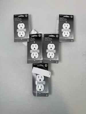 Lote de 5 novas tomadas duplex de segurança de aterramento GE 54263 listadas UL, 125 volts, 15 AMP  - Imagem 1 de 3