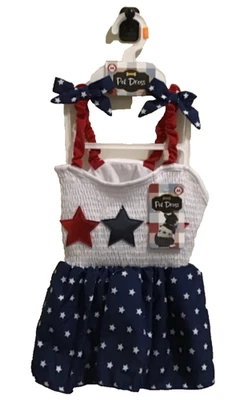 Vestido Woof Pet Mediano Rojo, Blanco, Azul Tema 4 de Julio NUEVO Foto 1 de 4