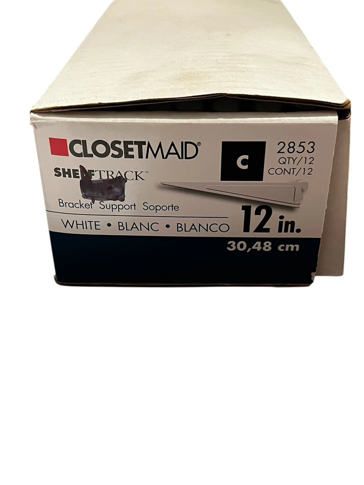 Closetmaid 2853 12" Soporte de oruga de estante blanco - Paquete de 12 Foto 1 de 4