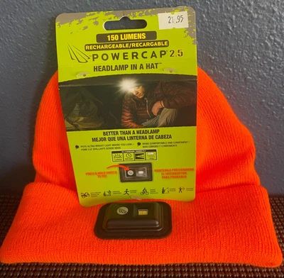 Powercap 2,5 фары в шляпе-150 люменов охотник оранжевый вязаный перезаряжаемый - Изображение 1 из 3