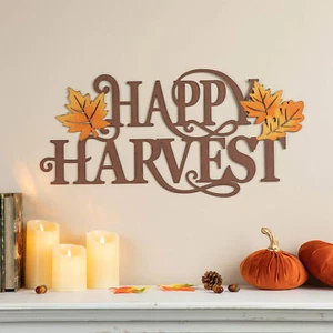 Glitzhome 24"L Metal HAPPY HARVEST Wall Hanging Sign Autumn Plaque Home Decor - Picture 1 of 8