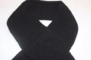Scarf men's hand knitted black. - Picture 1 of 3