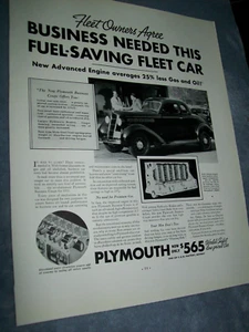 1935 Plymouth Business Coupe - "Flottenbesitzer stimmen zu" - Large-Mag. autoanzeige - Bild 1 von 1