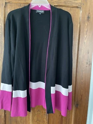 Suéter Cárdigan Abierto Jones New York Mujer Negro Rosa Talla 3X Foto 1 de 4