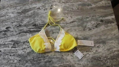 Rue 21 黄色钩针吊带比基尼上衣全新尺寸大号 Reg 价格 16.99 美元 — 第 1/4 张图片