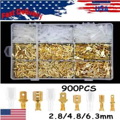 Electrical Wire Male+Female Spade Crimp Connector Assortment Terminal Kit 900PCS - Image 1 of 4