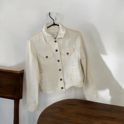 B.U.M. Chaqueta de mezclilla blanca con botones Equipment para mujer talla mediana Foto 1 de 4