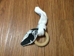 Natural Wood Teething Ring With Cloth Teether  - Picture 1 of 4