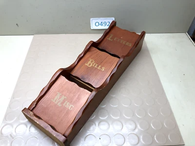 Organizador de cartas de madera colgante de pared vintage 3 bolsillos MCM Foto 1 de 4