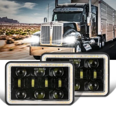 Pair LED Headlights High-Low Beam DRL Angel Eyes for Oldsmobile Delta 88 1976-86 - Image 1 of 4