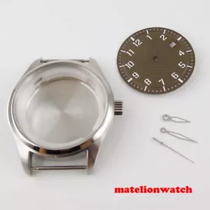 40mm WATCH CASE SET Parts Coffee Dial Luminous Hands Fit NH35 NH36 Movement - Picture 1 of 11