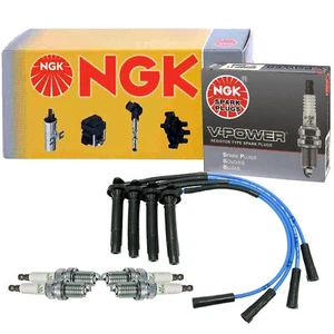 NGK Wire & 4 V-Power Spark Plugs Kit For Kia Rio 1.6 L4 Base Cinco SOHC 03-05 - Picture 1 of 1