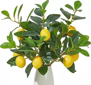 3 Pcs Artificial Lemons Tree Branches - Faux Greenery Stems Realistic Lemon Bran - Picture 1 of 12