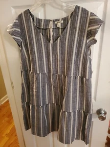 Goodthreads Loose Fit Flowy Sleeve Washed Linen Blend Dress Size XL Gray - Picture 1 of 4
