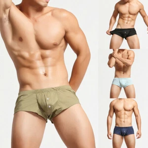 Slip uomo intimo sexy vita bassa bottoni boxer soild pantaloncini mutande - Foto 1 di 20