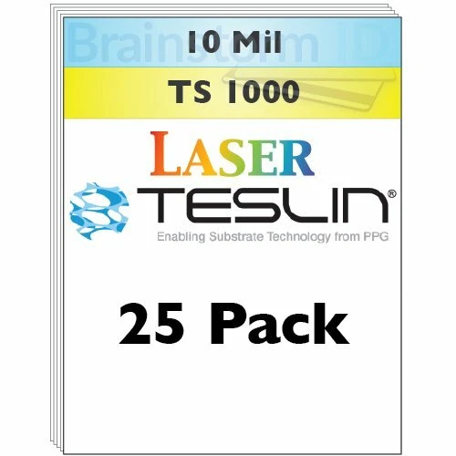 BRAINSTORM ID Laser Teslin Synthetic Paper (TS1000) For Making PVC-Like ID Cards - 25 Sheets