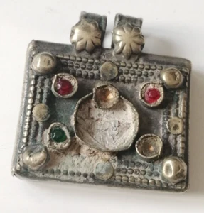 EXTREM ANTIKER RÖMISCHER SILBER ANHÄNGER MIT STEIN VERMISST SEHR SELTEN - Bild 1 von 2