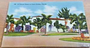 Vintage 1930's Colourpicture Pub. - Postcard-An Typical Home In Coral Gables-Un - Picture 1 of 3