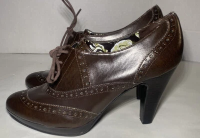 BONGO Women Pump High Heel Lace Up Tie Oxford Brown Shoe Size 10 - Image 1 of 4