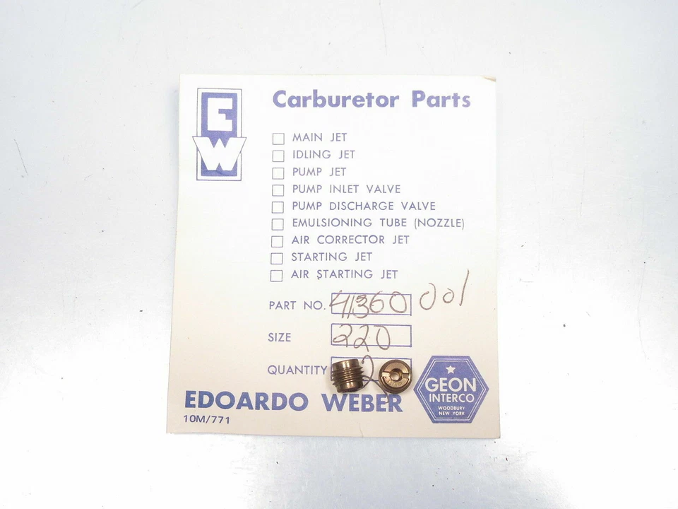 Weber 空气矫正器喷气机适用于法拉利 365 GT 2+2 365 GT4 BB 和 275 GTB 4 (2.20) — 第 1/1 张图片