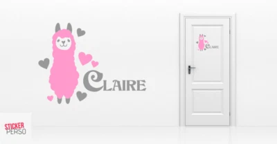 * 1 Sticker Lama - Prénom et couleur au Choix * Port gratuit - Photo 1/3