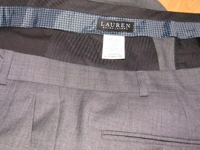 RALPH LAUREN Men's 52 X 30 Gray Wool Blend Dress Pants Black Label Flat Front - Image 1 of 4