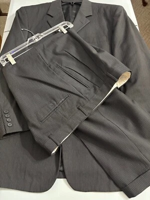 Traje de Lana Tovare Enzo Collection 3 Botones Para Hombre Negro con Rayas 40L Pantalones 36 Foto 1 de 4