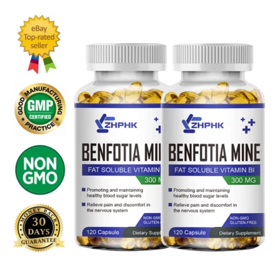 Cápsulas de benfotiamina 300 mg tiamina soluble en grasa vitamina B1 NO TRANSGÉNICA, sin gluten Foto 1 de 4