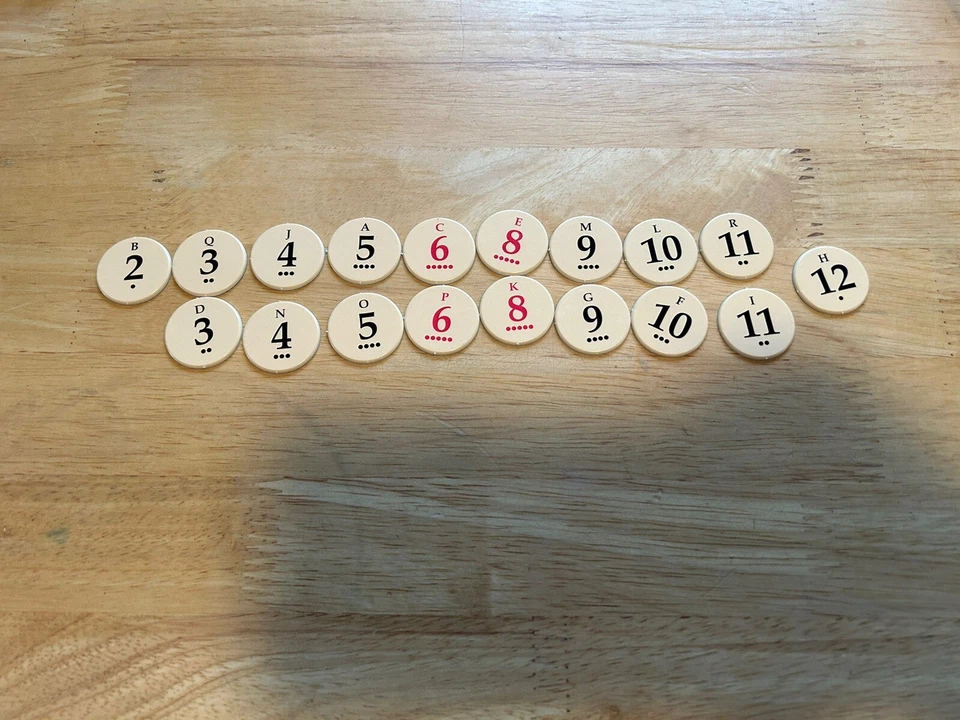 Settlers Of Catan 3061 18 fichas de número circular pieza de juego de repuesto Foto 1 de 1