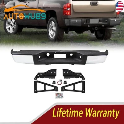 Rear Step Bumper For 07-13 Chevy Silverado GMC Sierra 1500 W/ Sensor Hole Foto 1 de 4