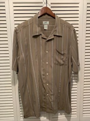 Horny Toad Men's Large Casual Shirt S/S Pocket  Olive Green Striped - Image 1 of 4